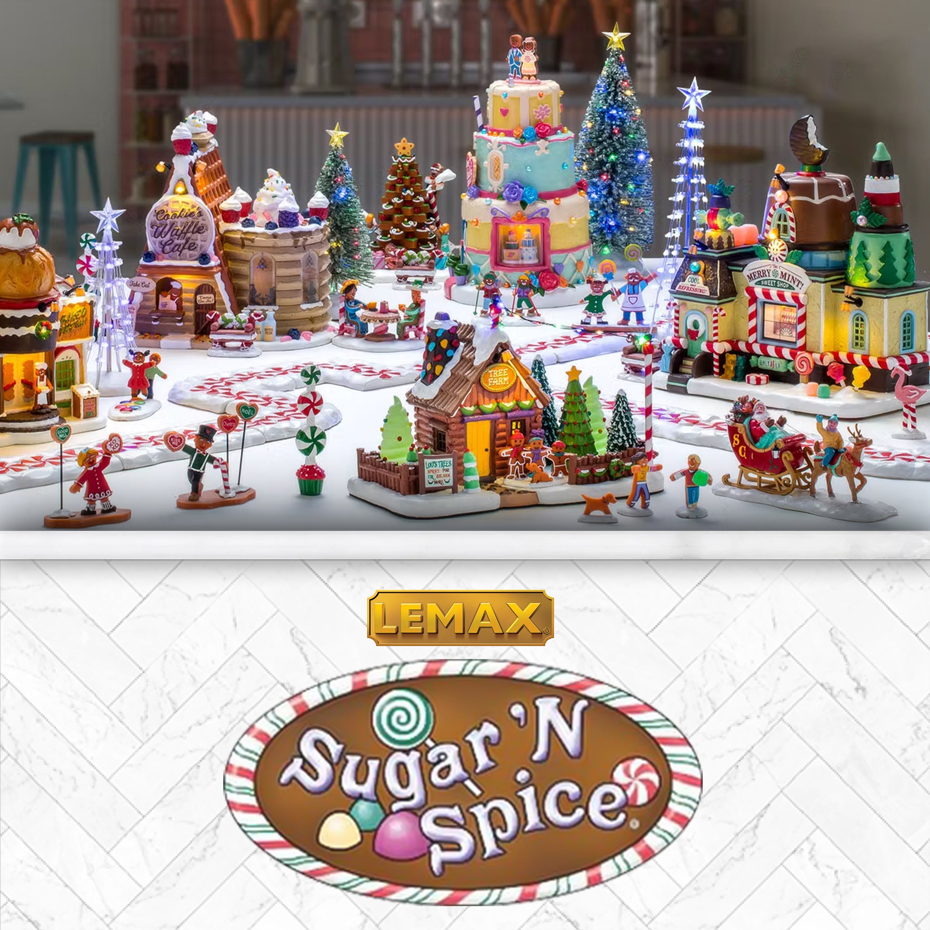 『クリスマス間近セール』クリスマス☆仲良しシマナガエset Lemax: Sugar 'N Spice Village – Sparkle Castle