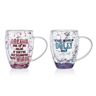 Dolly Parton Double Wall Confetti Mug Set 2 Gift Box sparkle-castle