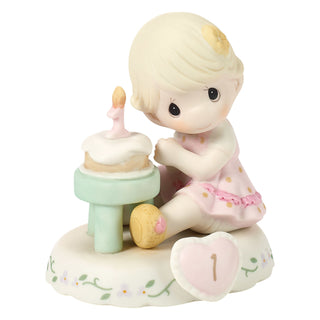 Precious Moments: Girl With Cake Age 1 Figurine, Blonde sparkle-castle