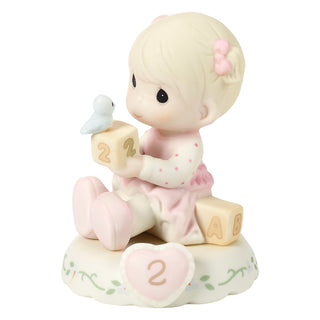 Precious Moments: Girl With Blocks Age 2 Figurine, Blonde sparkle-castle