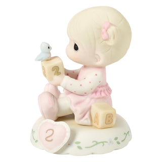 Precious Moments: Girl With Blocks Age 2 Figurine, Blonde sparkle-castle
