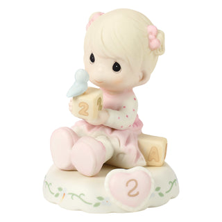 Precious Moments: Girl With Blocks Age 2 Figurine, Blonde sparkle-castle