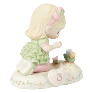 Precious Moments: Girl With Flowers Age 3 Figurine, Blonde sparkle-castle