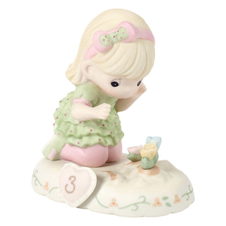 Precious Moments: Girl With Flowers Age 3 Figurine, Blonde sparkle-castle