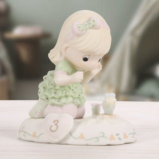 Precious Moments: Girl With Flowers Age 3 Figurine, Blonde sparkle-castle