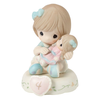 Precious Moments: Girl With Doll Age 4 Figurine, Brunette sparkle-castle