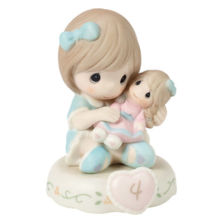 Precious Moments: Girl With Doll Age 4 Figurine, Brunette sparkle-castle