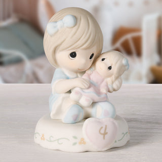 Precious Moments: Girl With Doll Age 4 Figurine, Brunette sparkle-castle