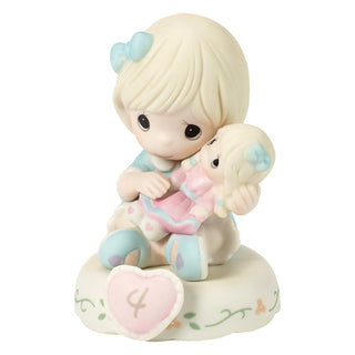 Precious Moments: Girl With Doll Age 4 Figurine, Blonde sparkle-castle