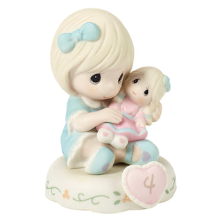 Precious Moments: Girl With Doll Age 4 Figurine, Blonde sparkle-castle