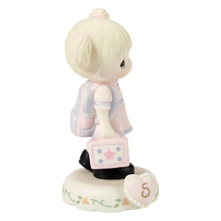 Precious Moments: Girl With Books Age 5 Figurine, Blonde sparkle-castle