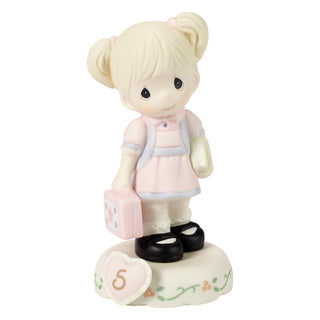 Precious Moments: Girl With Books Age 5 Figurine, Blonde sparkle-castle