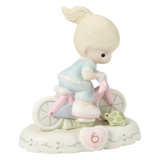 Precious Moments: Girl On Bicycle Age 6 Figurine, Blonde sparkle-castle