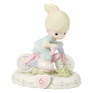 Precious Moments: Girl On Bicycle Age 6 Figurine, Blonde sparkle-castle