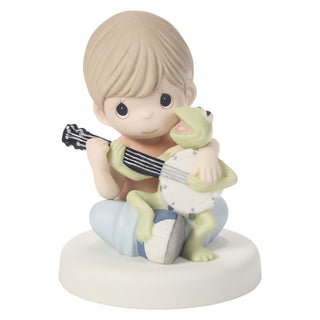 Precious Moments Disney Showcase: The Muppets Boy with Kermit The Frog Figurine sparkle-castle