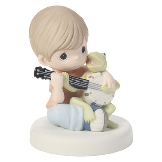 Precious Moments Disney Showcase: The Muppets Boy with Kermit The Frog Figurine sparkle-castle
