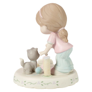 Precious Moments: Girl With Kitten And Toy Age 7 Figurine, Brunette