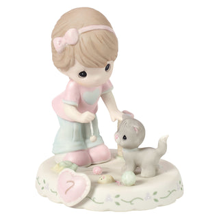 Precious Moments: Girl With Kitten And Toy Age 7 Figurine, Brunette