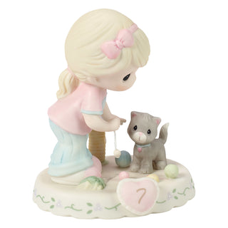 Precious Moments: Girl With Kitten And Toy Age 7 Figurine, Blonde sparkle-castle