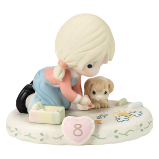 Precious Moments: Girl With Sidewalk Chalk Age 8 Figurine, Blonde sparkle-castle
