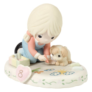 Precious Moments: Girl With Sidewalk Chalk Age 8 Figurine, Blonde sparkle-castle