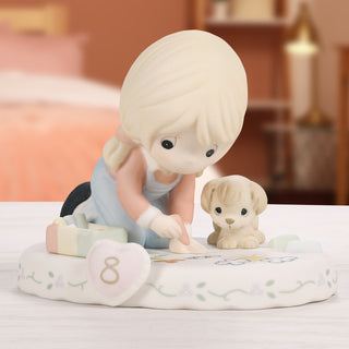Precious Moments: Girl With Sidewalk Chalk Age 8 Figurine, Blonde sparkle-castle