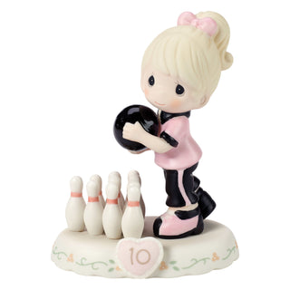 Precious Moments: Girl Bowling Age 10 Figurine, Blonde sparkle-castle