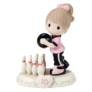 Precious Moments: Girl Bowling Age 10 Figurine, Brunette sparkle-castle