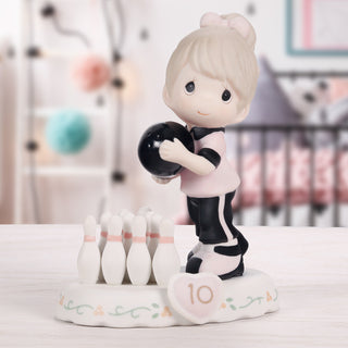 Precious Moments: Girl Bowling Age 10 Figurine, Brunette sparkle-castle