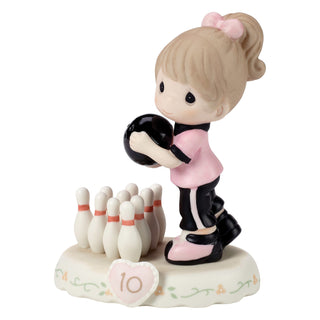 Precious Moments: Girl Bowling Age 10 Figurine, Brunette sparkle-castle