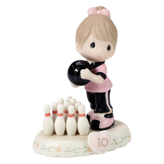 Precious Moments: Girl Bowling Age 10 Figurine, Brunette sparkle-castle