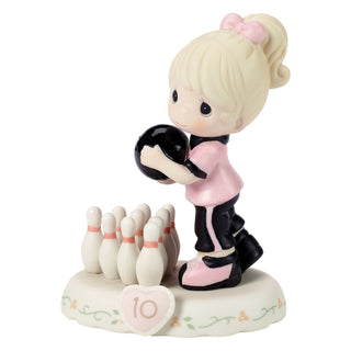 Precious Moments: Girl Bowling Age 10 Figurine, Blonde sparkle-castle