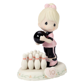 Precious Moments: Girl Bowling Age 10 Figurine, Blonde sparkle-castle