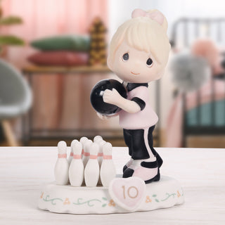 Precious Moments: Girl Bowling Age 10 Figurine, Blonde sparkle-castle