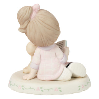 Precious Moments: Girl Reading Book With Kitten Age 13 Figurine, Brunette sparkle-castle