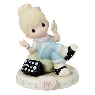 Precious Moments: Girl On Phone Age 14 Figurine, Blonde sparkle-castle