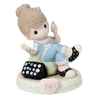 Precious Moments: Girl On Phone Age 14 Figurine, Brunette sparkle-castle