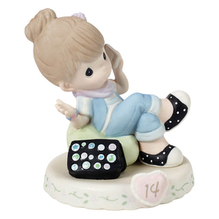 Precious Moments: Girl On Phone Age 14 Figurine, Brunette sparkle-castle