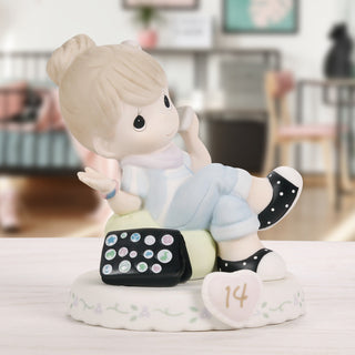 Precious Moments: Girl On Phone Age 14 Figurine, Brunette sparkle-castle
