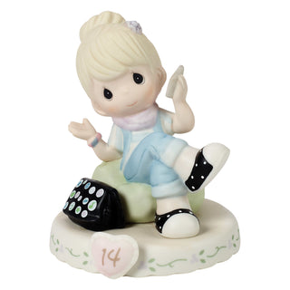 Precious Moments: Girl On Phone Age 14 Figurine, Blonde sparkle-castle