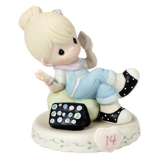 Precious Moments: Girl On Phone Age 14 Figurine, Blonde sparkle-castle