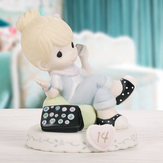 Precious Moments: Girl On Phone Age 14 Figurine, Blonde sparkle-castle