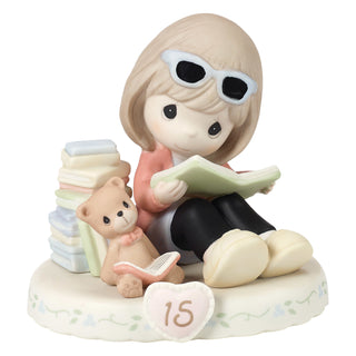 Precious Moments: Girl With Books Age 15 Figurine, Brunette sparkle-castle