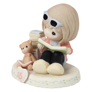 Precious Moments: Girl With Books Age 15 Figurine, Brunette sparkle-castle