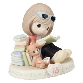 Precious Moments: Girl With Books Age 15 Figurine, Brunette sparkle-castle