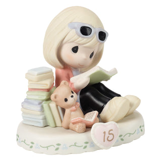 Precious Moments: Girl With Books Age 15 Figurine, Blonde sparkle-castle