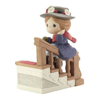 Precious Moments Disney Showcase: Mary Poppins Sliding Up Banister Figurine sparkle-castle