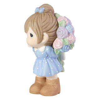 Precious Moments: Girl With Large Rose Bouquet Figurine sparkle-castle