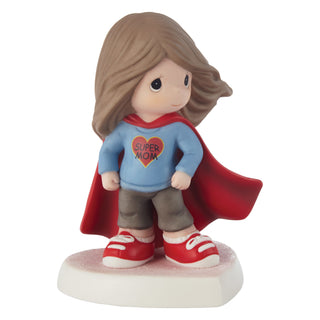 Precious Moments: Mom Wearing Superhero Cape Figurine, Brunette sparkle-castle
