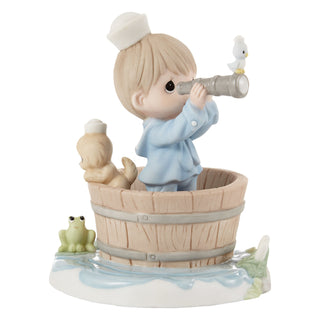 Precious Moments: Sailor Boy With Dog In Wash Basket Figuring sparkle-castle